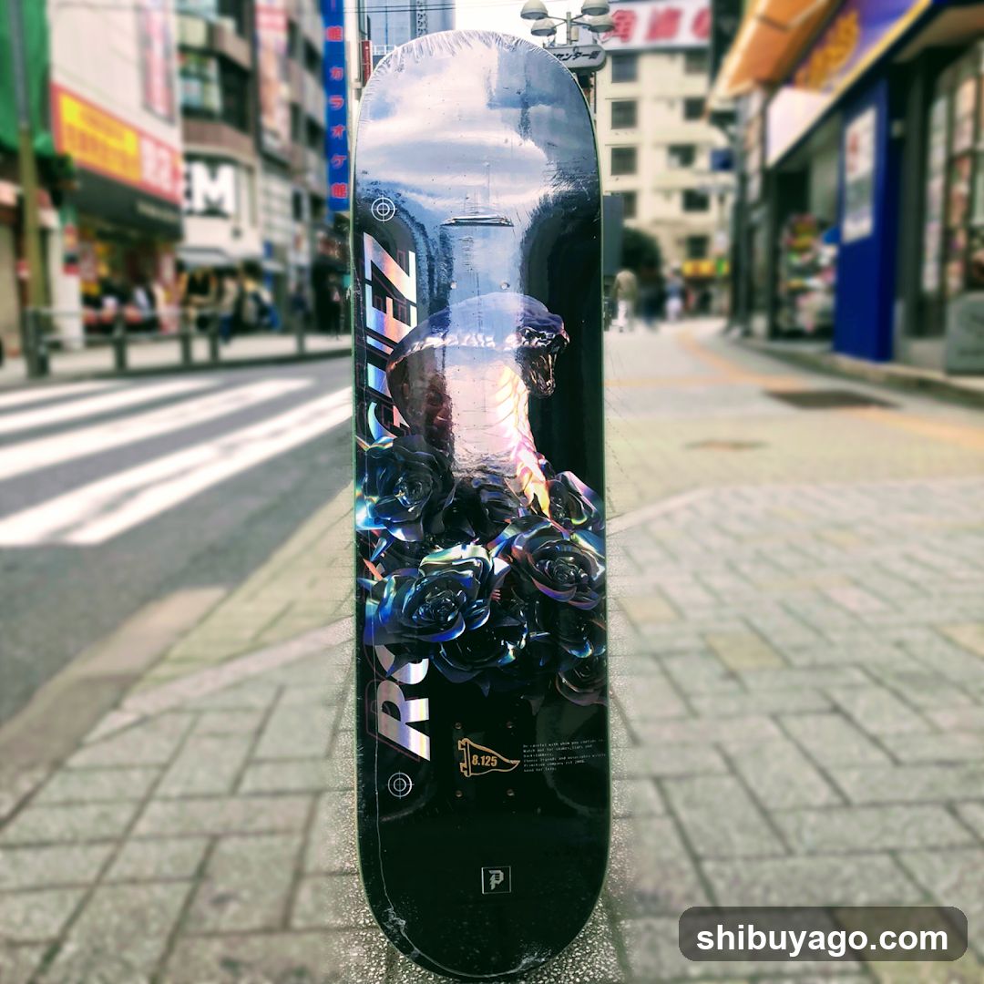 Skateboard on street corner