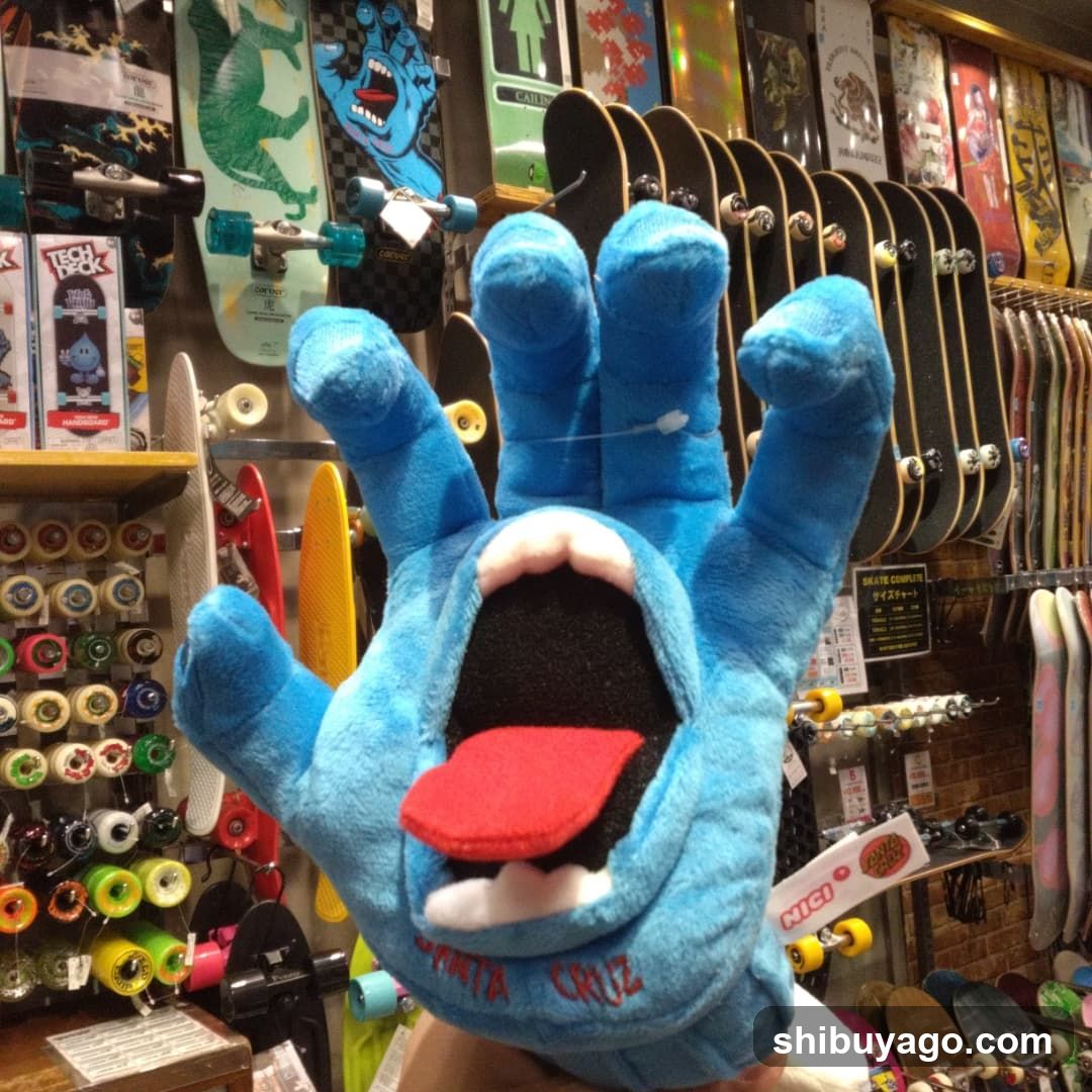 Blue Hand Puppet in Skate Shop