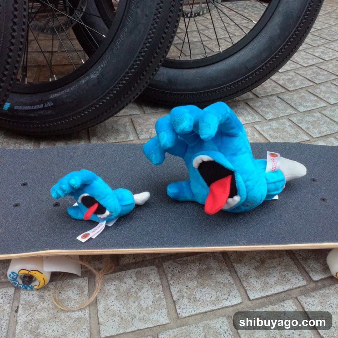 Blue Plush Toys on Skateboard