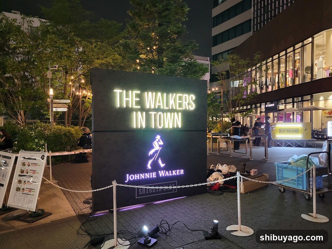 Johnnie Walker Neon Signage at Night