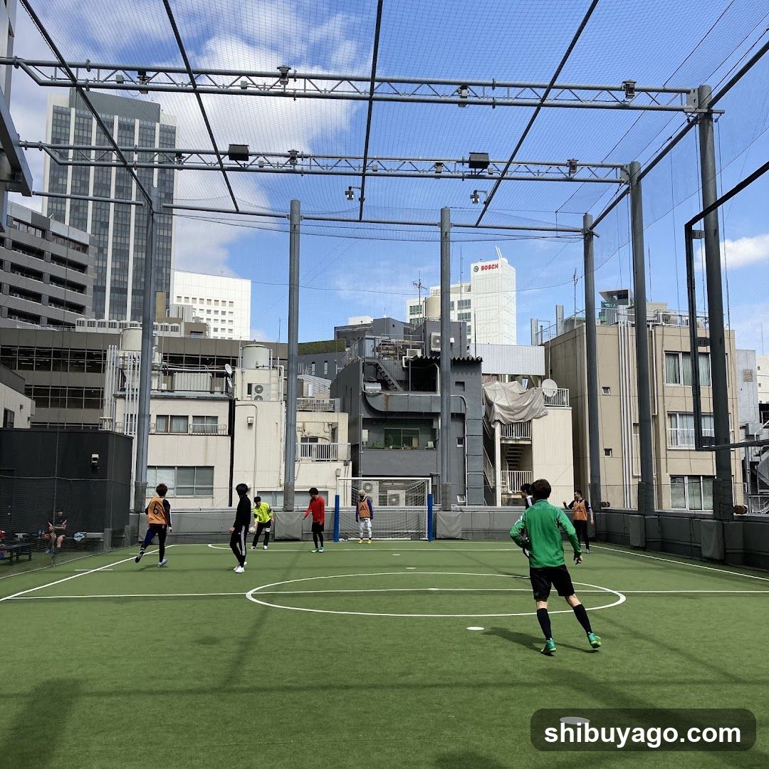 Urban rooftop soccer field