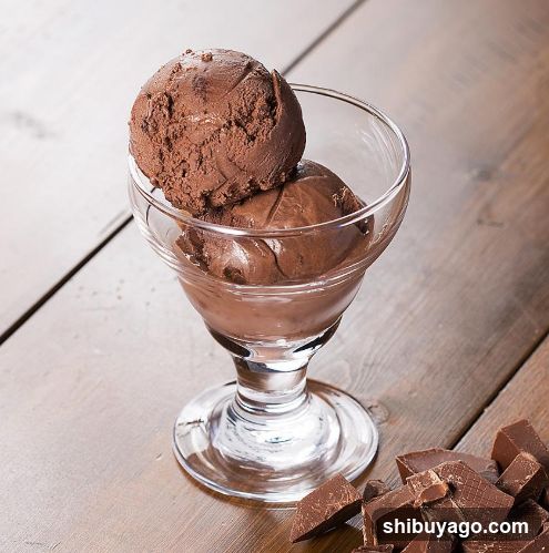 Chocolate Ice Cream in Glass Dish