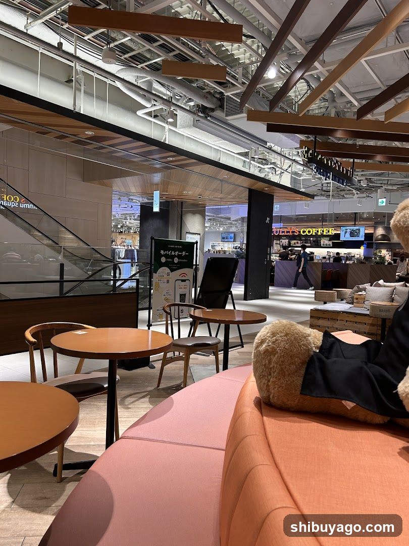 Interior of a modern shopping mall or food court area