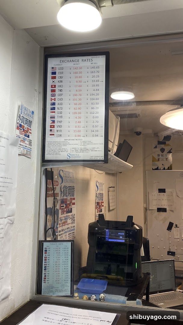Exchange Rate Board and Interior View