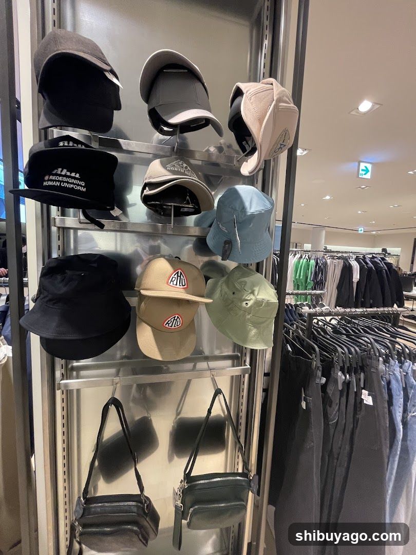 Hat and Bag Display in Store