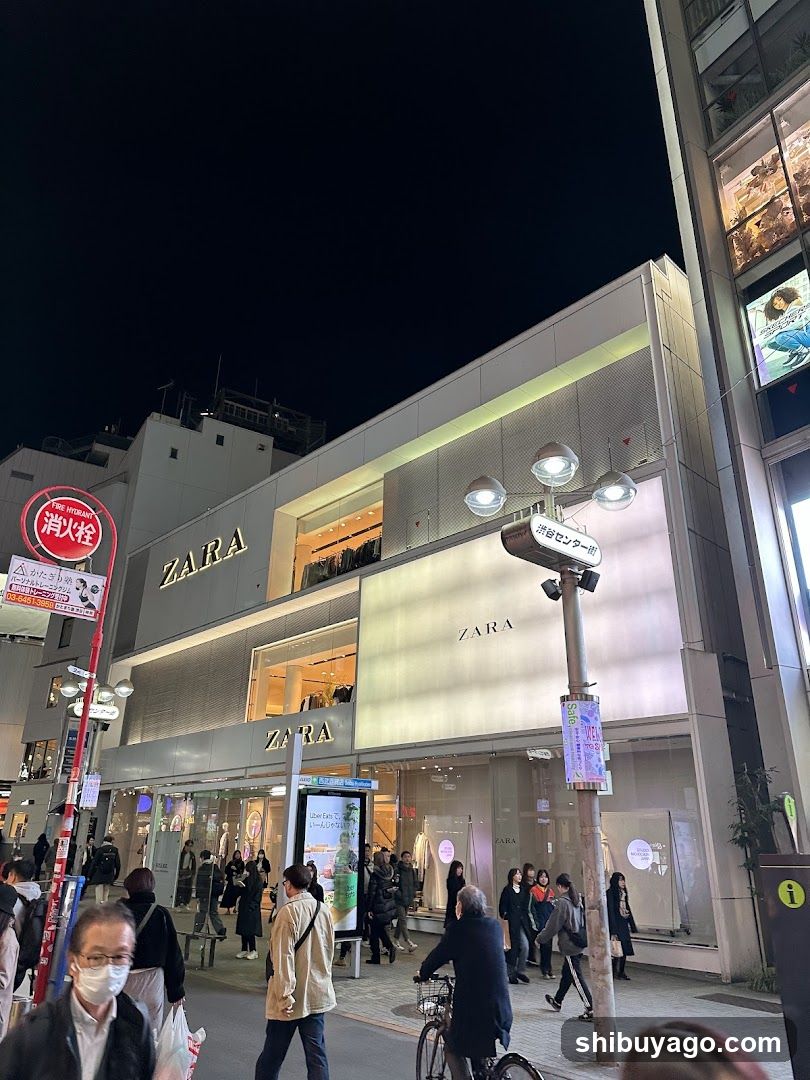 ZARA Storefront at Night