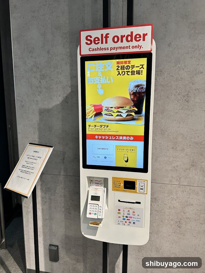 Self Order Kiosk with Burger Ad