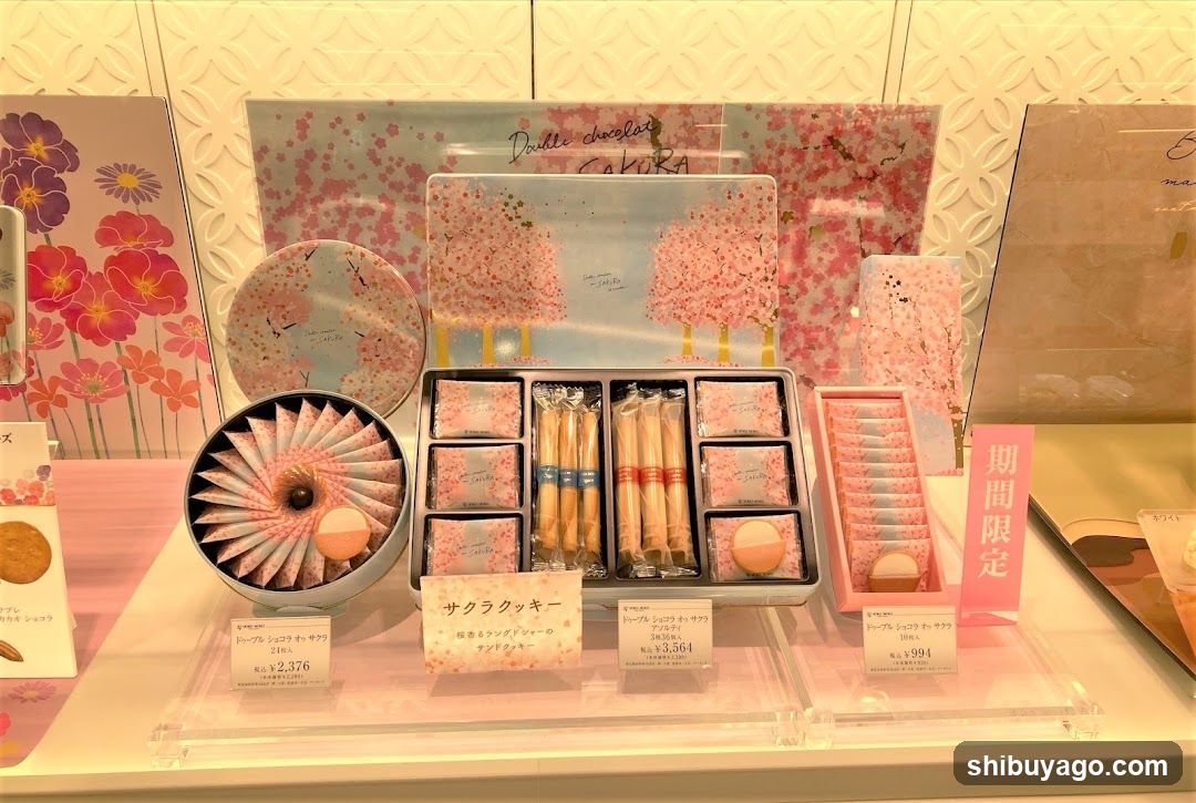 Sakura-themed confectionery display