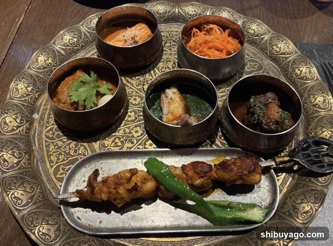 Thali Platter with Skewers and Side Dishes