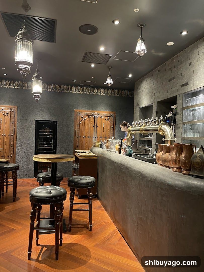 Bar Interior with Beer Taps and Stools