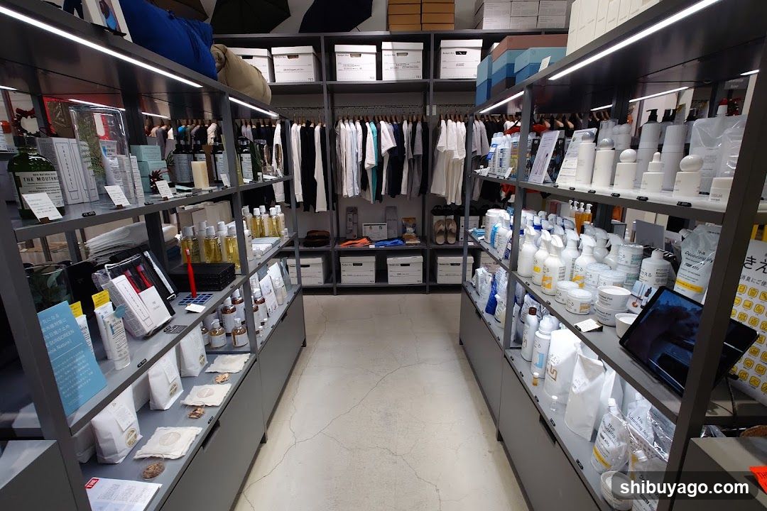 Interior of a retail store with clothing and beauty products