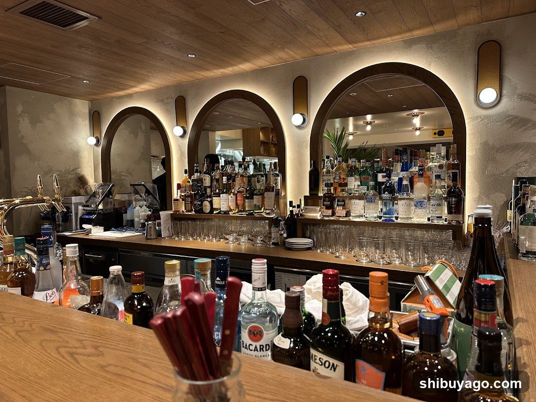 Bar Interior with Bottles and Mirrors