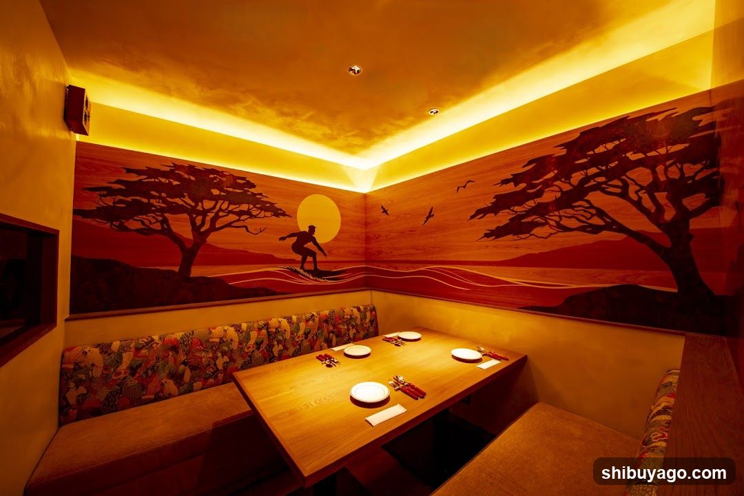 Interior Dining Space with Artistic Wall Murals