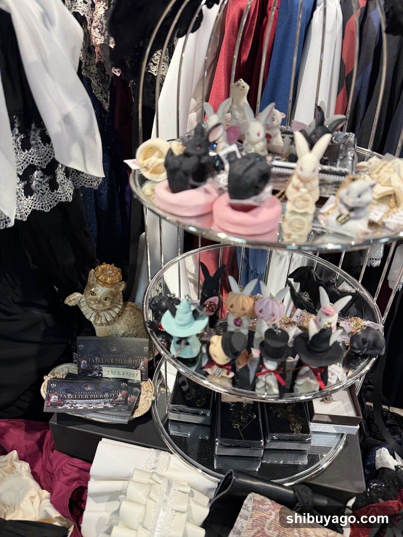 Merchandise Display with Rabbit Figurines and Clothing