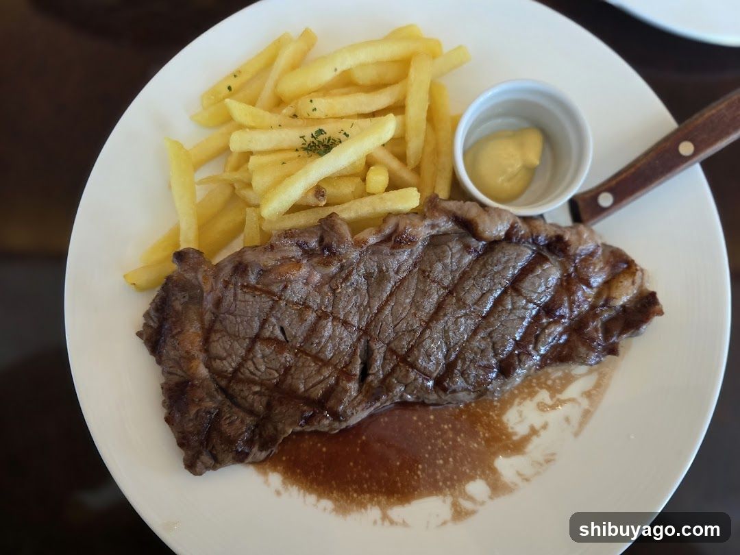 Grilled Steak with Fries and Mustard