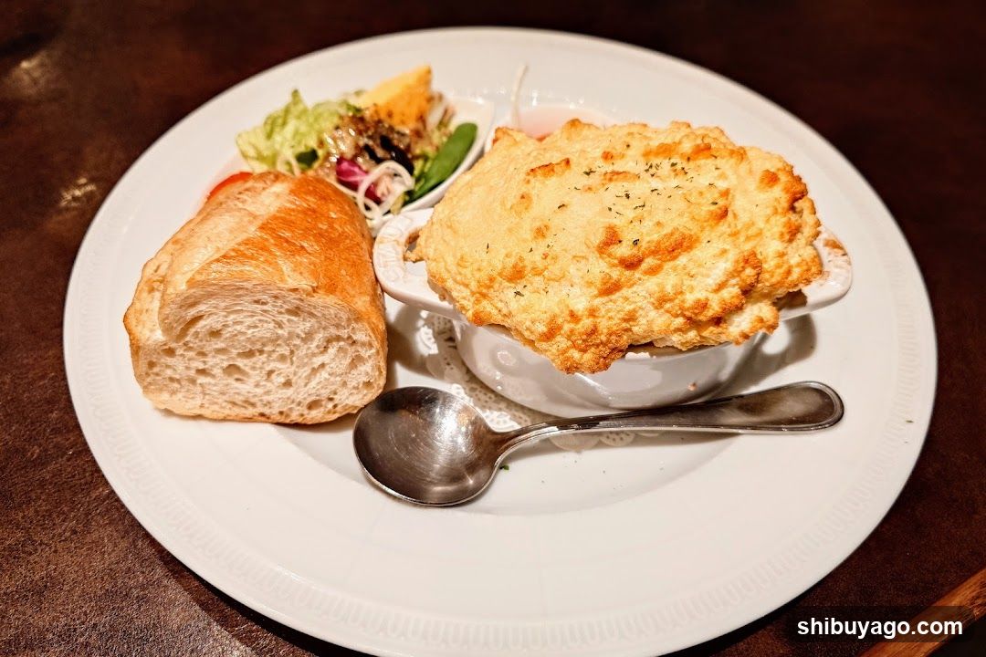 Casserole with Bread and Salad
