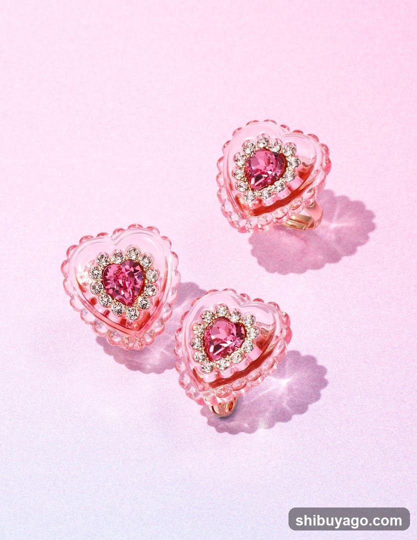 Heart-Shaped Pink Jewelry Set