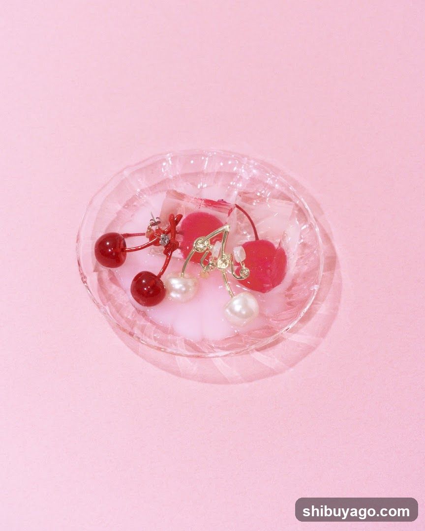 Cherry Earrings in Glass Dish
