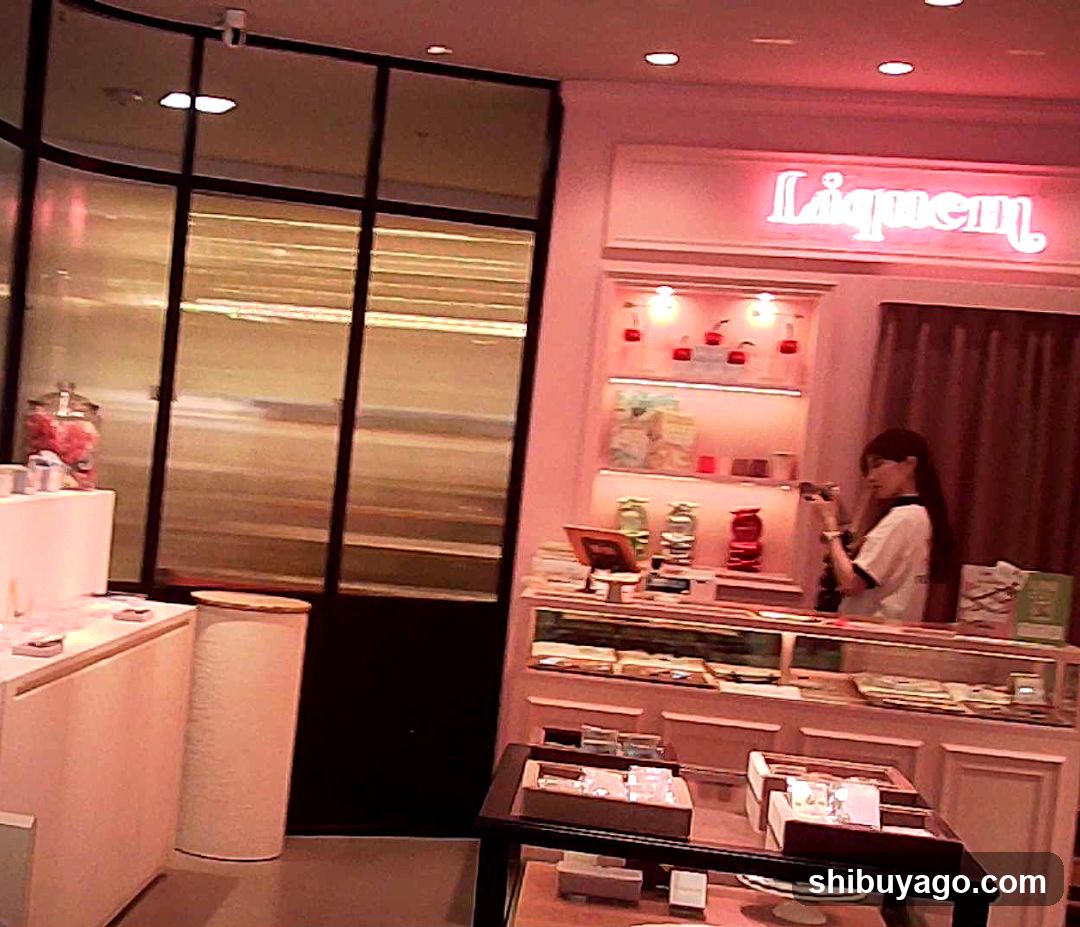 Interior of a shop with pink lighting
