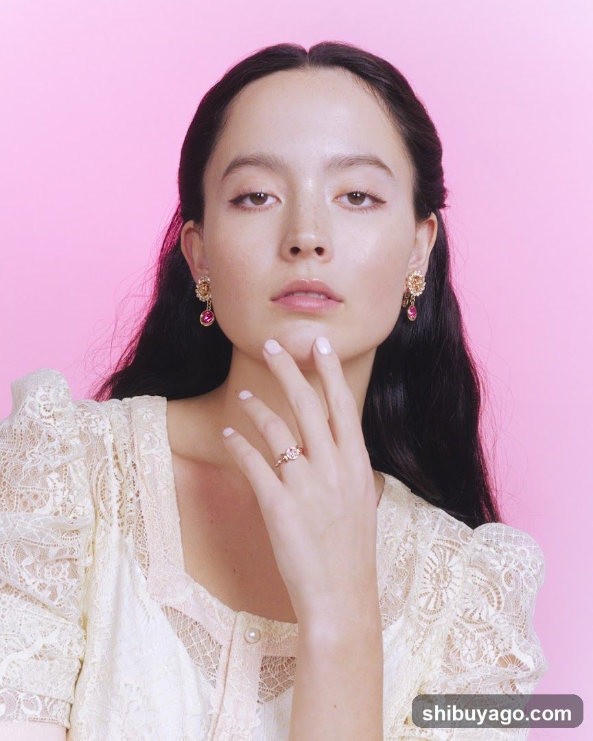 Model in Lace Top with Jewelry