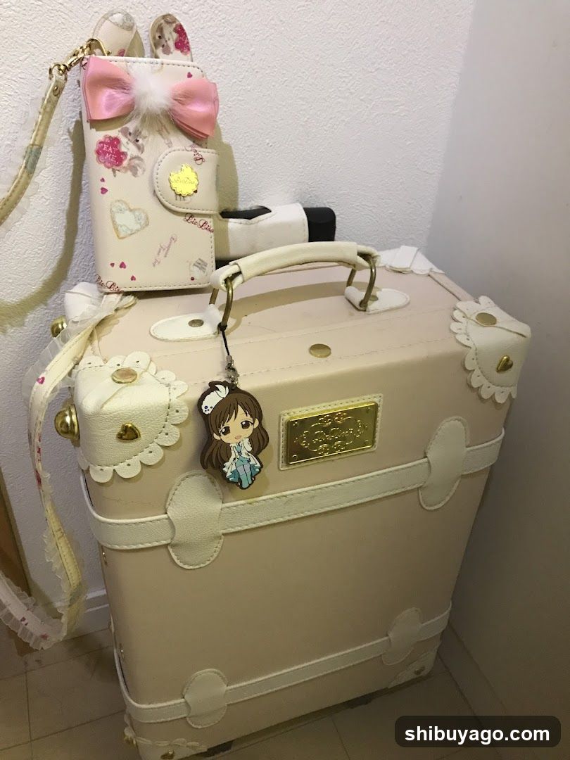 Lolita-style luggage and accessories display