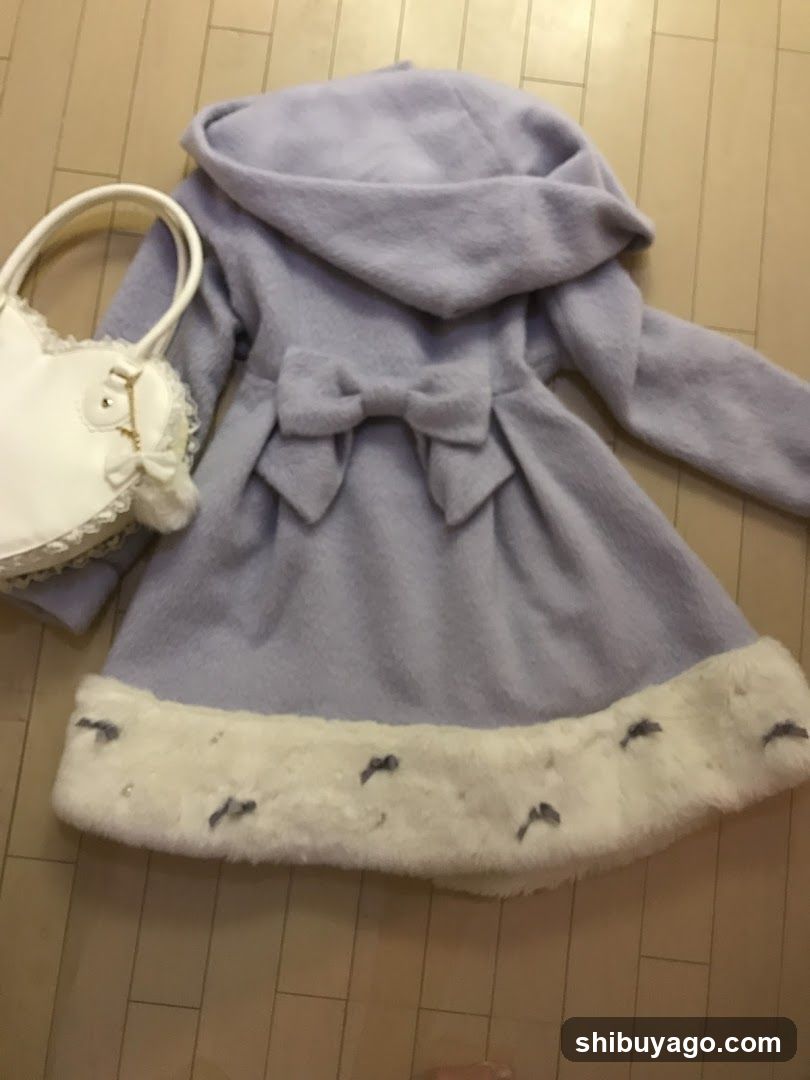 Purple Hooded Coat with Bow Detail