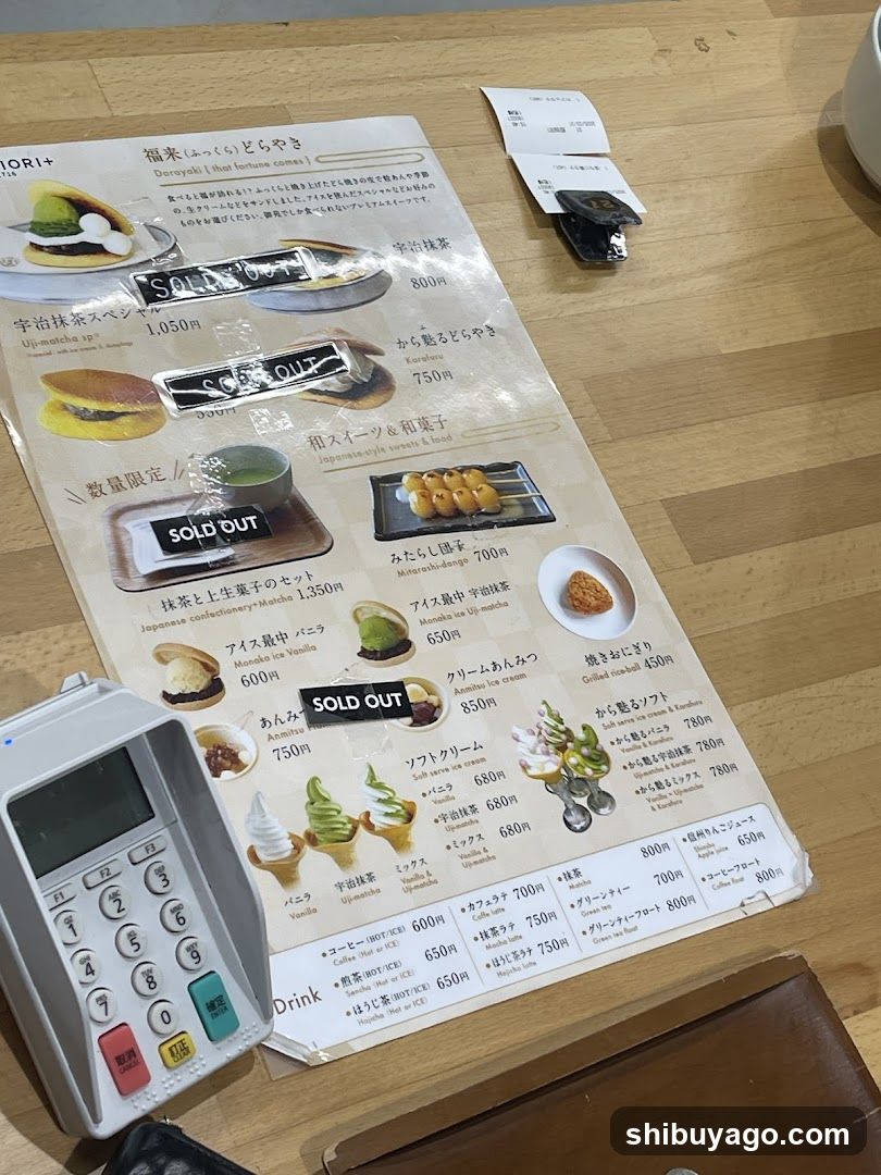 Dorayaki Menu on Wooden Table