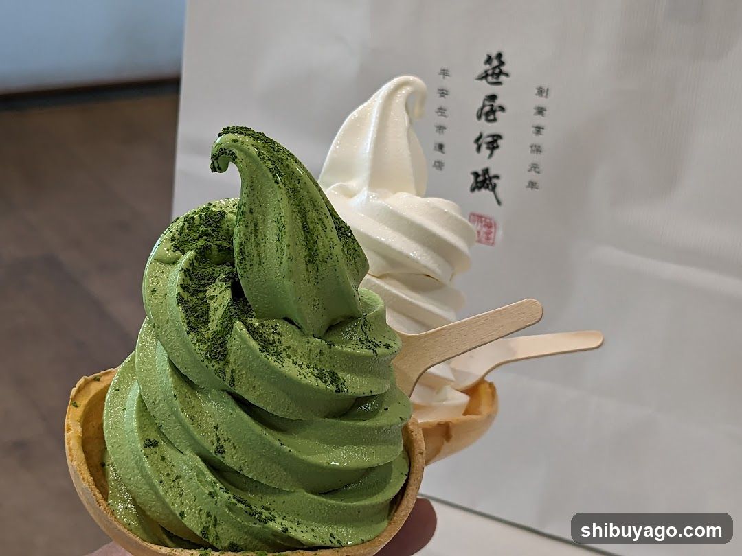 Matcha and Vanilla Soft Serve Ice Cream
