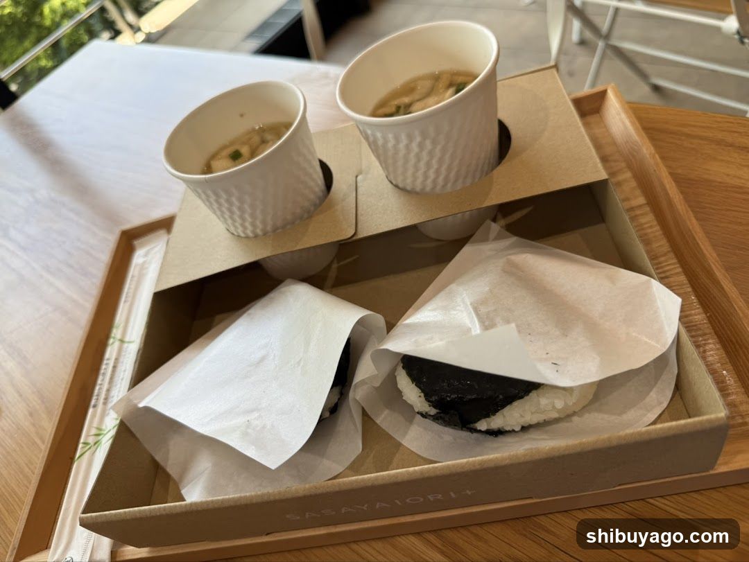 Food Tray with Soup and Onigiri
