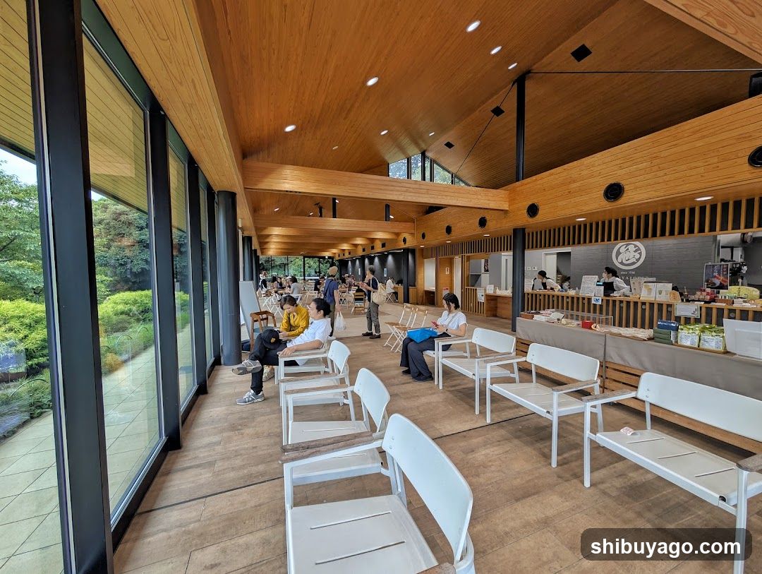 Interior of a modern wooden cafe or restaurant