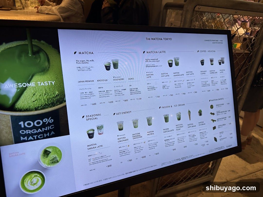 Matcha Tokyo Menu Board