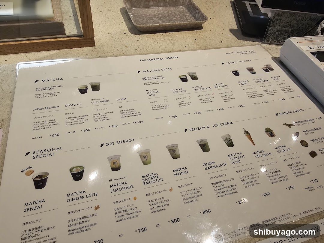 The Matcha Tokyo Menu Board