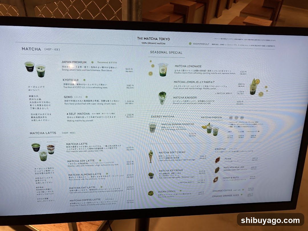 The Matcha Tokyo Menu Board