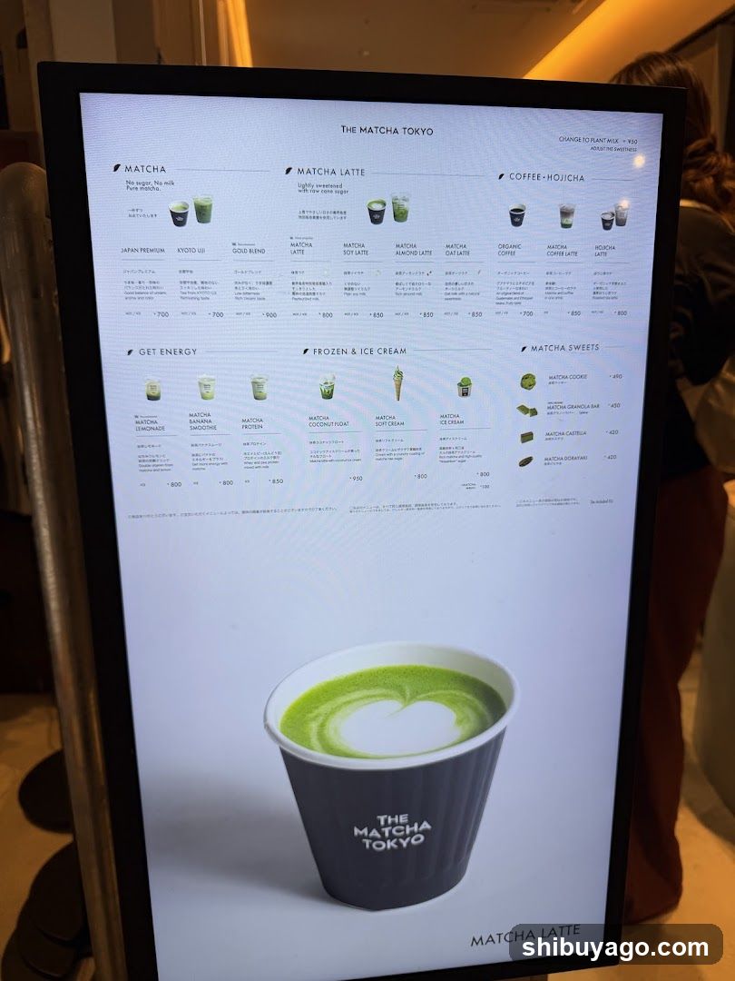 The Matcha Tokyo Menu Board