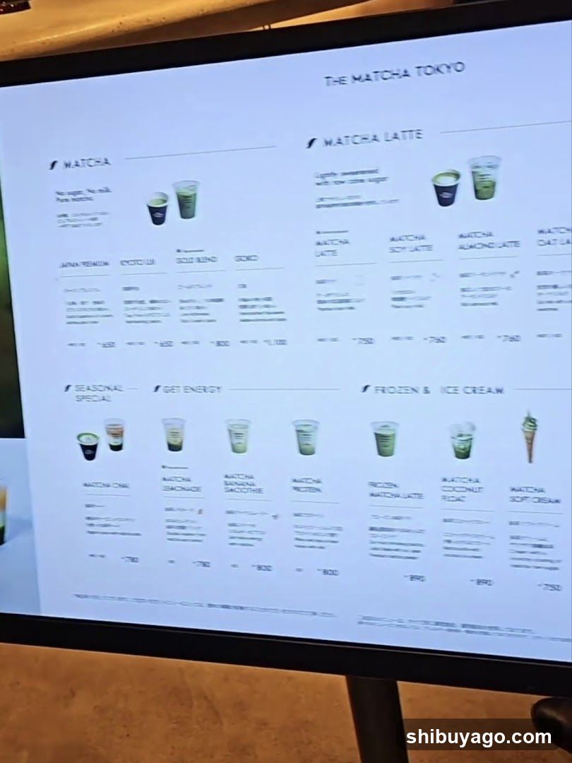 The Matcha Tokyo Menu Board
