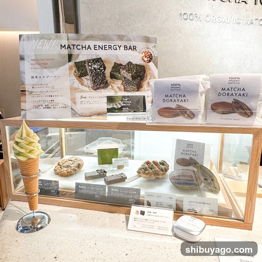 Matcha Energy Bar and Matcha Dorayaki Display