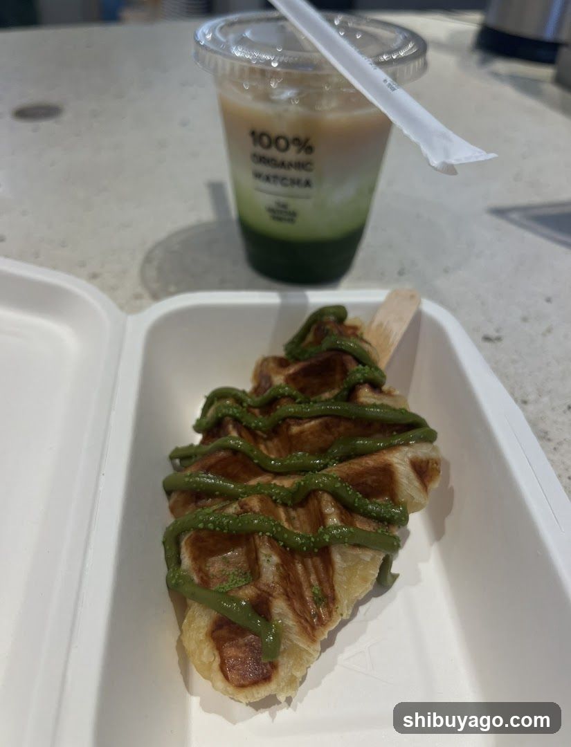 Matcha Waffle and Drink