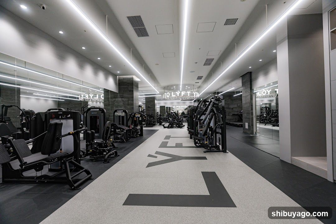 Gym Interior with Equipment and Branding