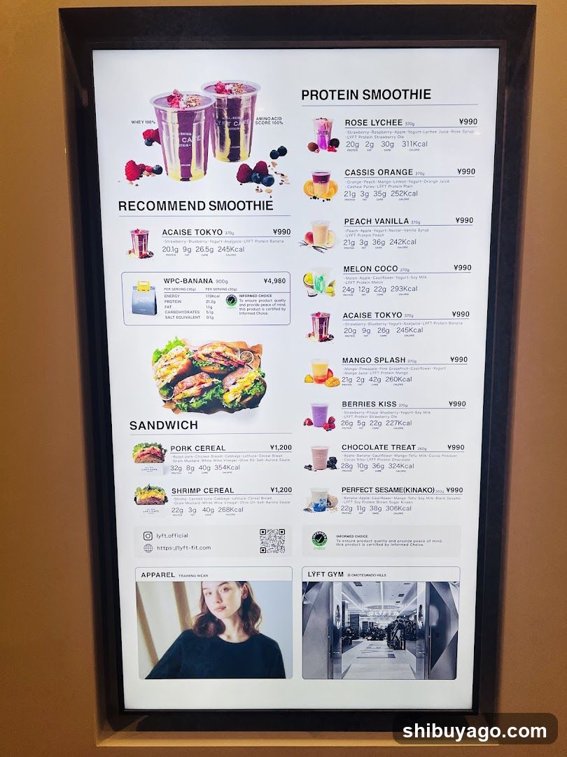 Lyft Protein Smoothie & Sandwich Menu