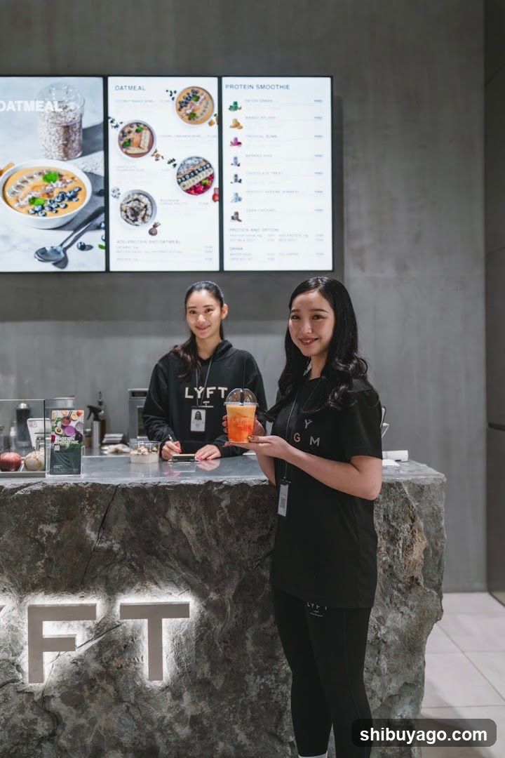 Staff at a modern cafe counter