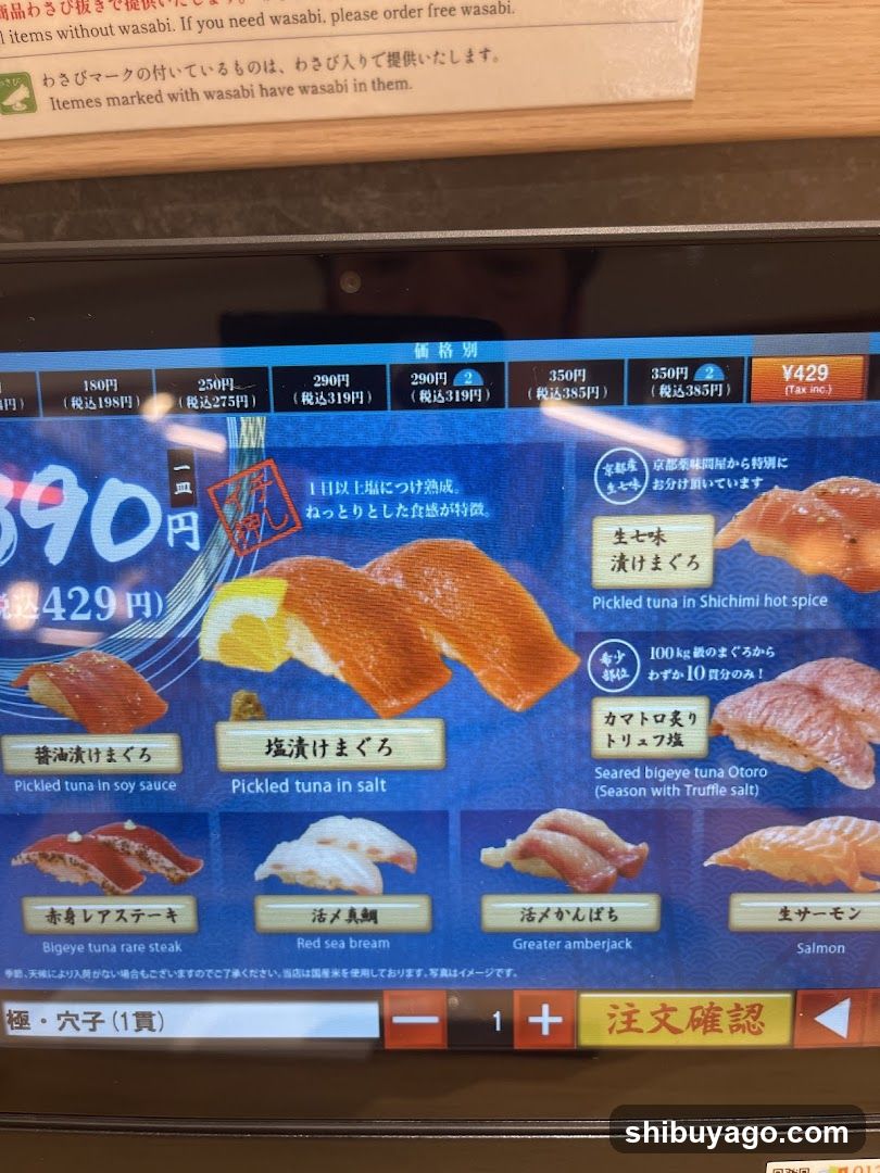 Sushi Menu Display