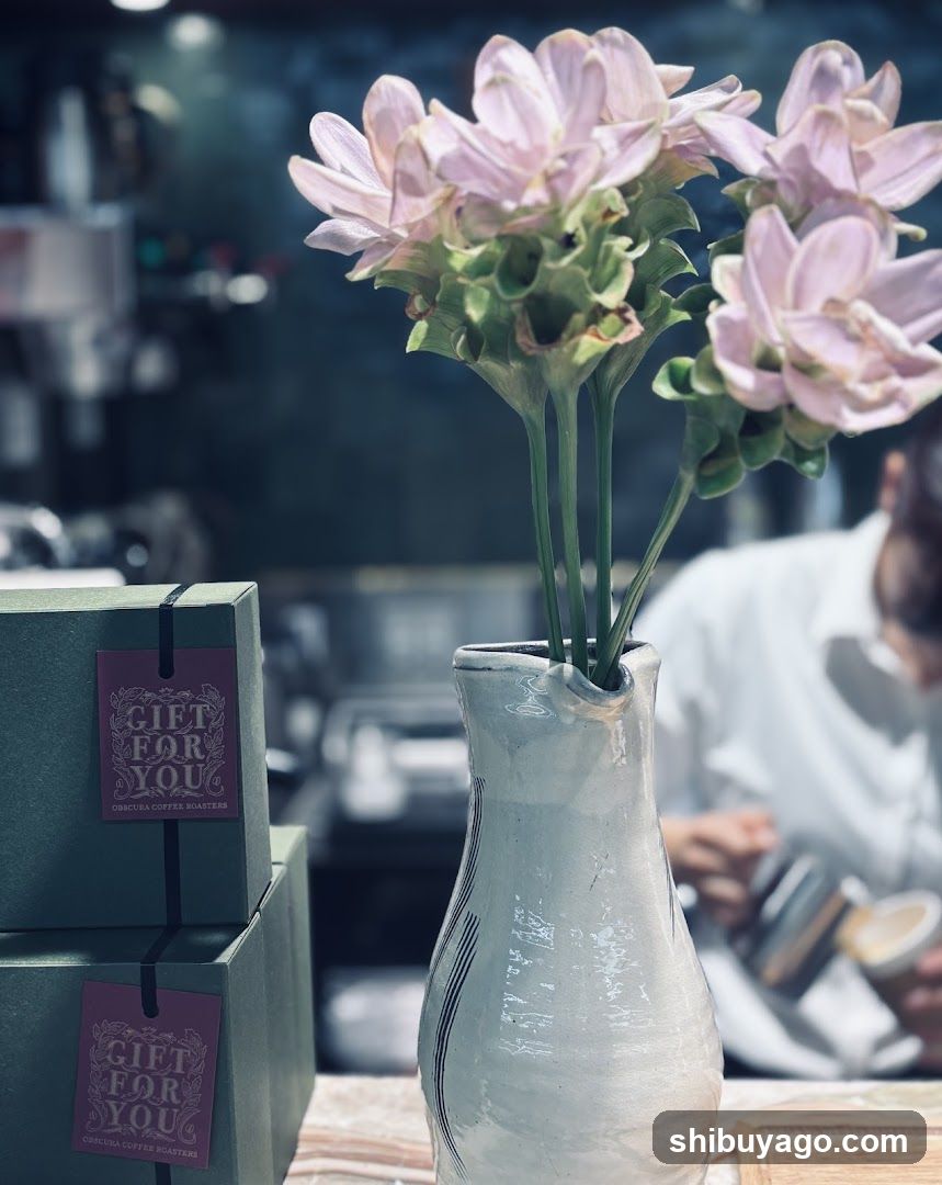 Flowers and Gift Boxes in a Coffee Shop Interior
