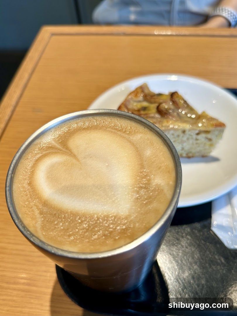 Latte and Cake at Cafe