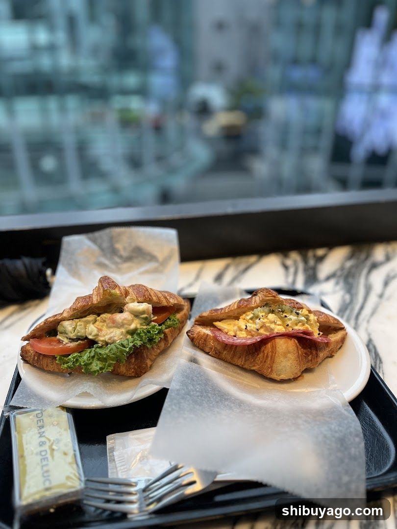 Croissant Sandwiches on a Tray