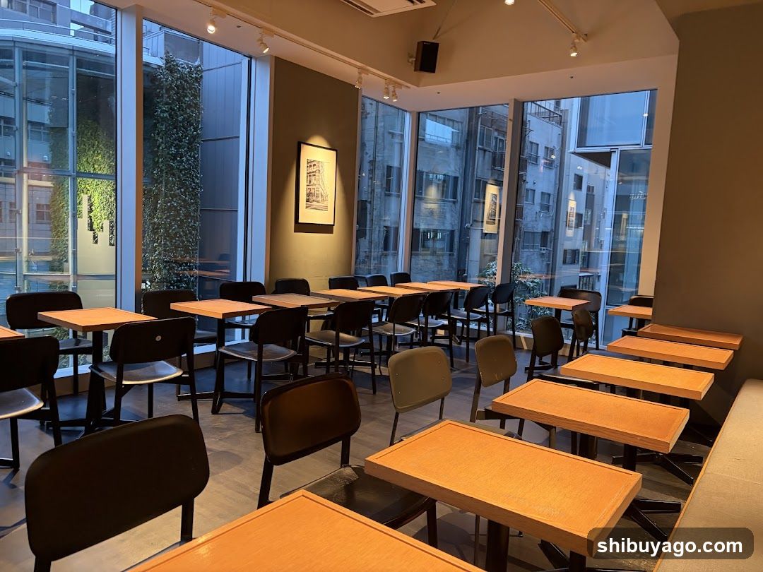 Empty Cafe Interior with Large Windows