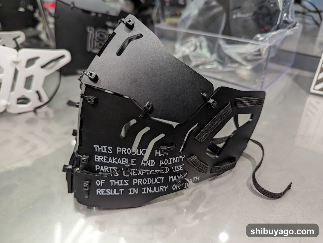 3D Printed Mask with Warning Text