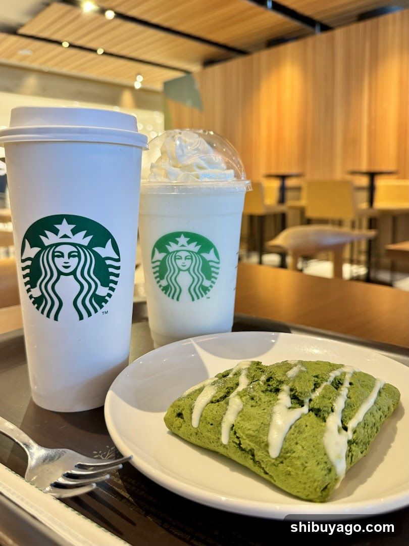 Starbucks Matcha Latte and Pastry