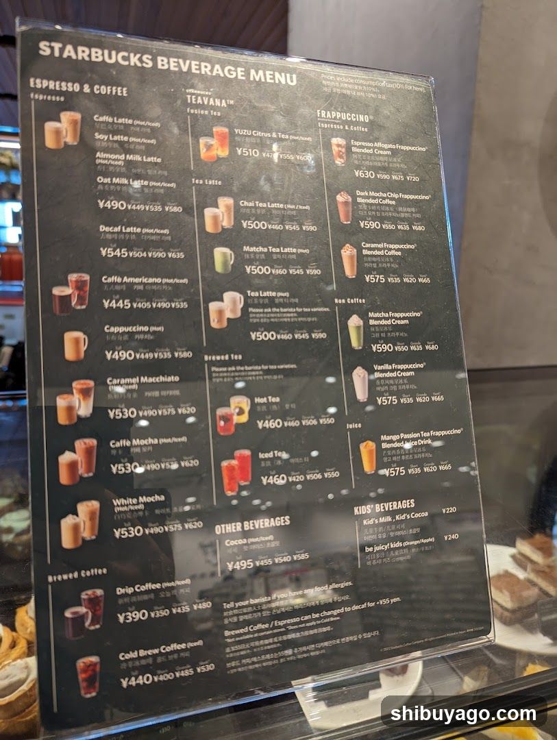 Starbucks Beverage Menu