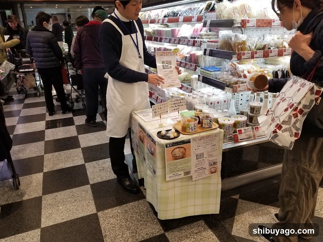 Grocery Store Interior with Staff and Shoppers