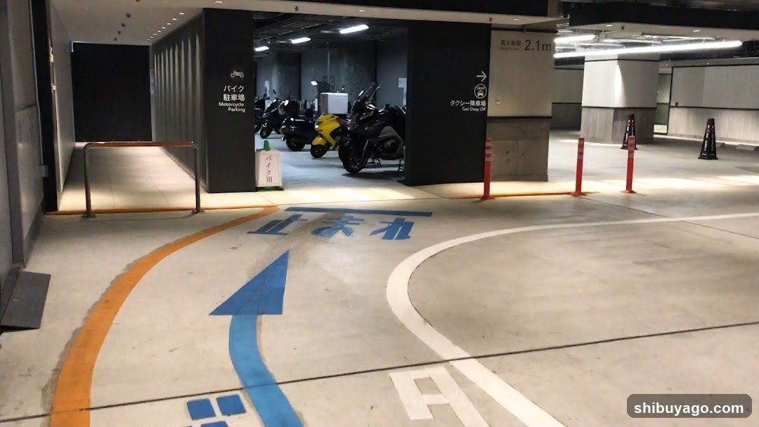 Underground Parking Area with Motorcycle Parking